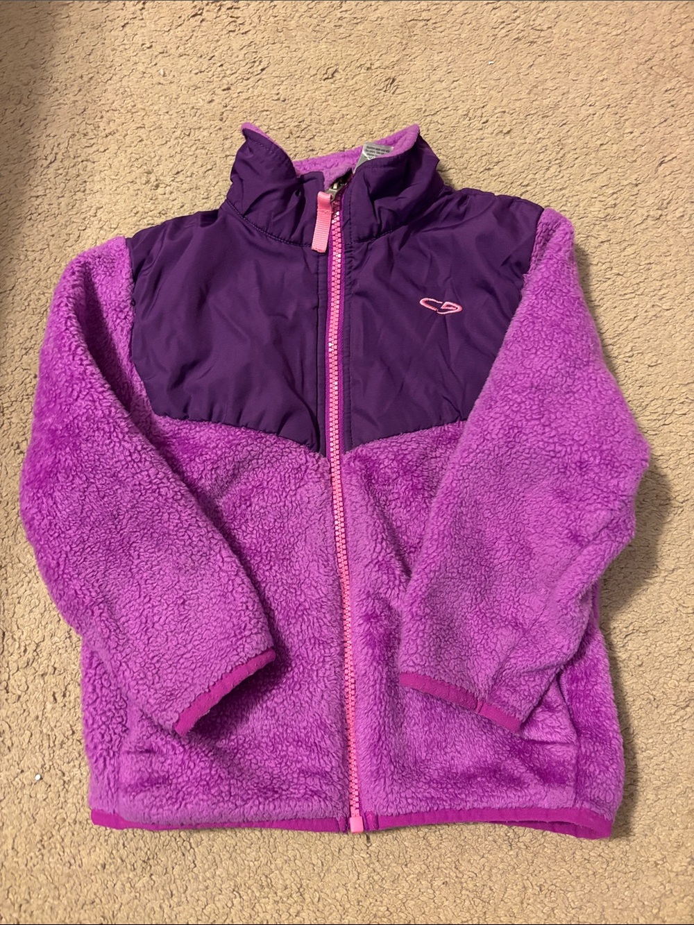 Champion Kids Purple Sherpa Puffer Jacket with Dark Purple Yoke